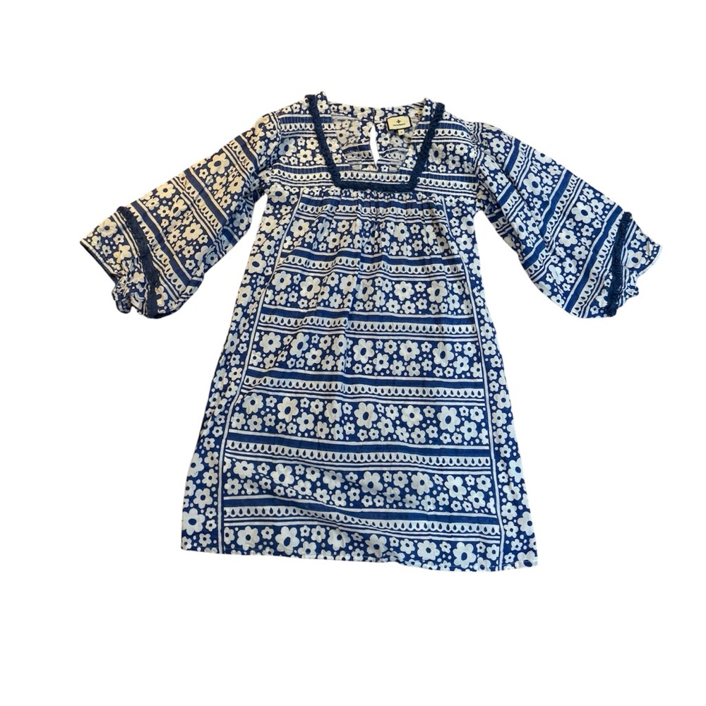Tuckernuck Blue Heatwave Beach Caftan Coverup 100% Cotton  Dress S